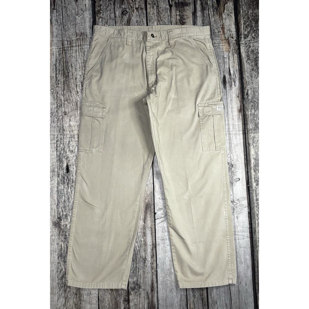 Wrangler Legacy Cargo Pants Mens 40x32 Grain Tan Twill 70LEWGR Relaxed Workwear